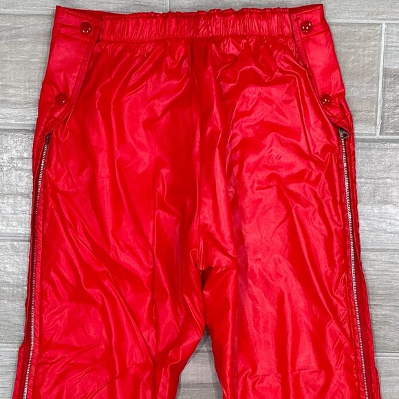 Vintage Sir Jac Nylon Puffer Side Zip Button Pants in Red Unisex Men’s Size M - Picture 10 of 16